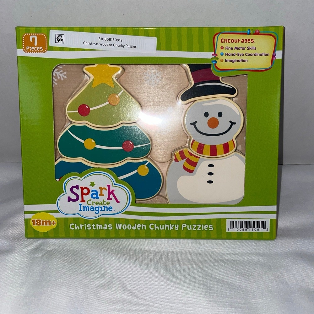 Spark Create Imagine Christmas Wooden Chunky Puzzles 7 Piece Set Toddler 18m+